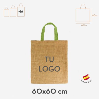 Tote bags of jute with handle color
