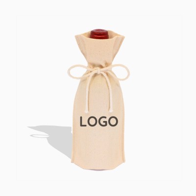 Bolsa de algodón para botellas personalizada con cierre natural