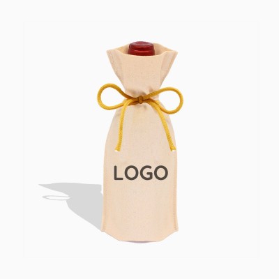 Sacos para garrafas personalizados em tecido de algodão com cordões coloridos