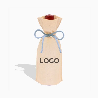 Sacos para garrafas personalizados em tecido de algodão com cordões coloridos