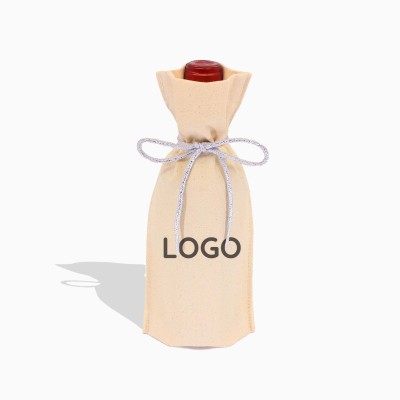 Sacos personalizados em tecido de algodão para garrafas com cordões de fantasia