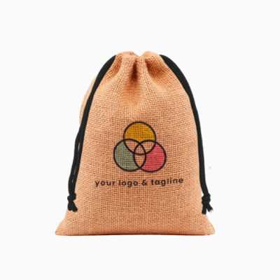 Jute bag with coloured strings
