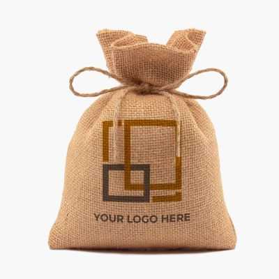 Personalised jute pouch with natural and loose closure