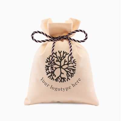 Personalised cotton pouch with fantasy strings and loose closure