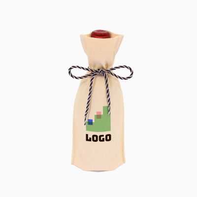 Sacos personalizados em tecido de algodão para garrafas com cordões de fantasia