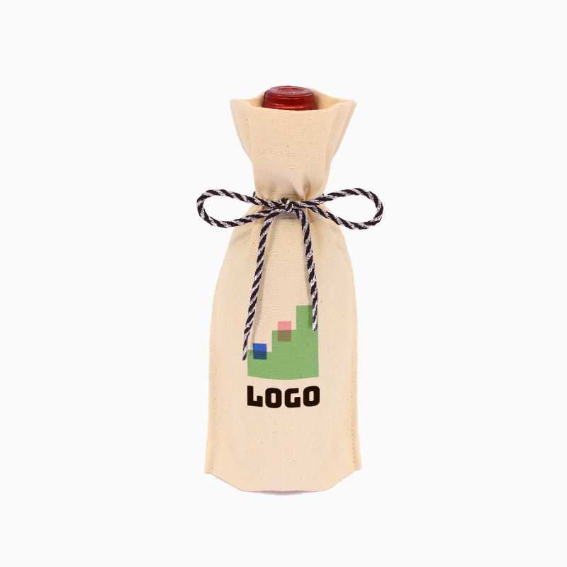 Bolsa de algodón para botellas personalizada con cuerdas fantasía