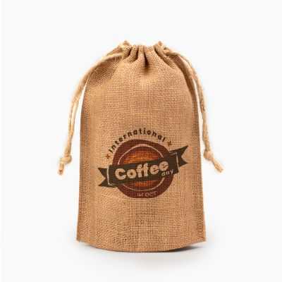 Sacos de tela de yute para café con base para café