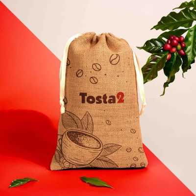 Personalised jute bag with natural zip